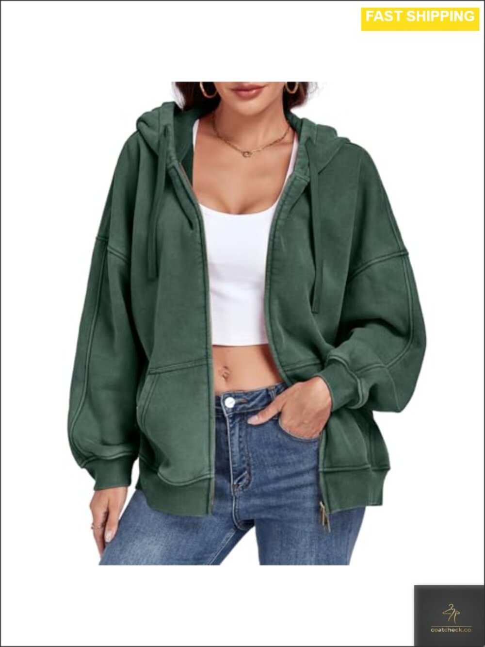Unisex Zip Up Hoodie Acid Wash Heavyweight Oversized Fleece Sweatshirt